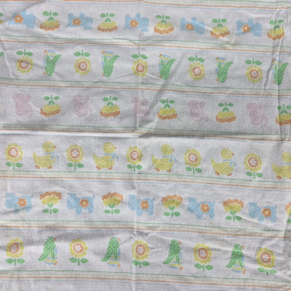 Vintage Babycare by Riegel Cotton Receiving Blanket Pastel Animal Print USA